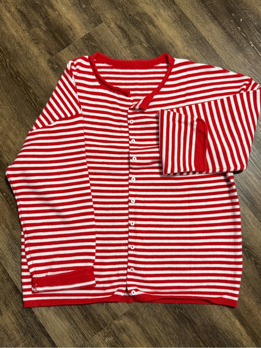 Striped Red & White Women’s Cardigan